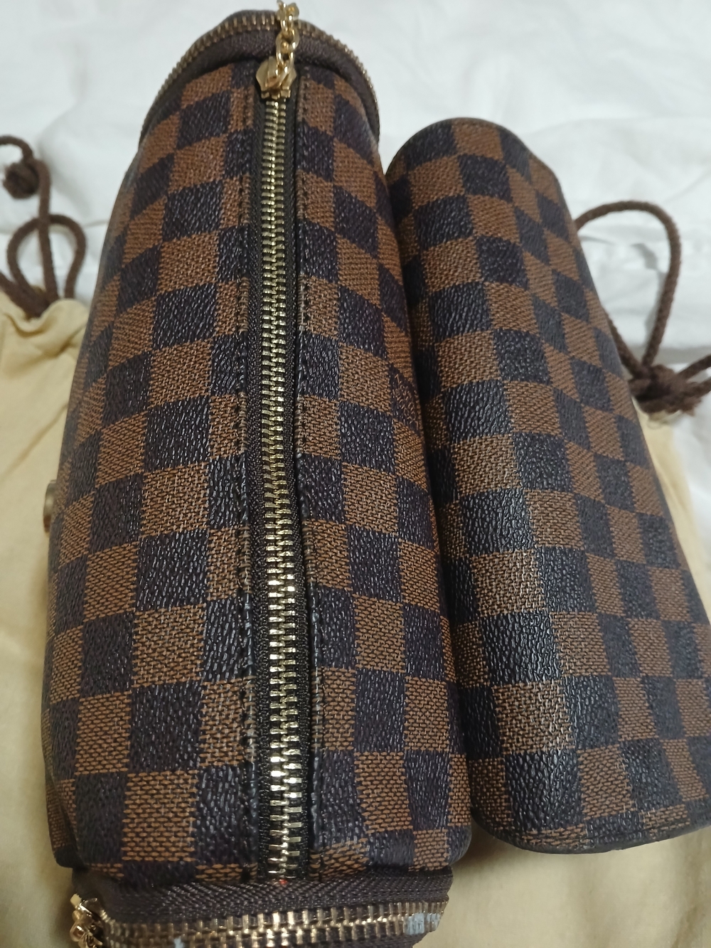 Checkerboard Brown and Dark Brown Crossbody - Picture 7 of 11
